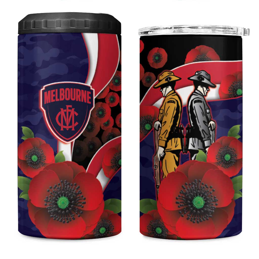 Melbourne Demons ANZAC Personalised 4 in 1 Can Cooler Tumbler Lest We Forget Poppy Camo