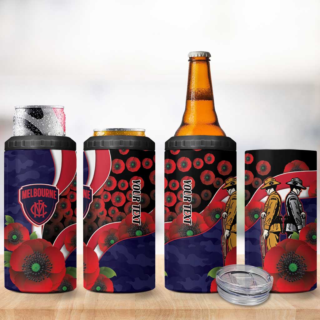 Melbourne Demons ANZAC Personalised 4 in 1 Can Cooler Tumbler Lest We Forget Poppy Camo