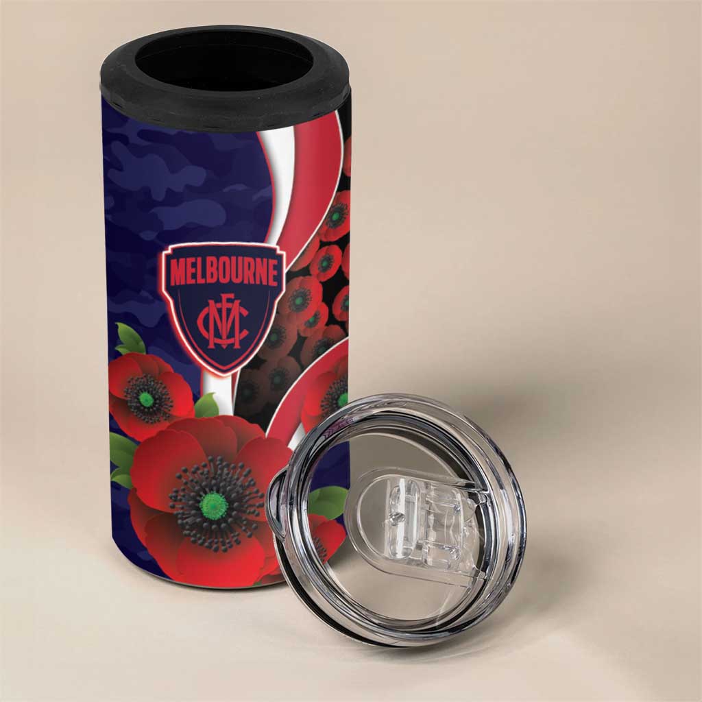 Melbourne Demons ANZAC Personalised 4 in 1 Can Cooler Tumbler Lest We Forget Poppy Camo