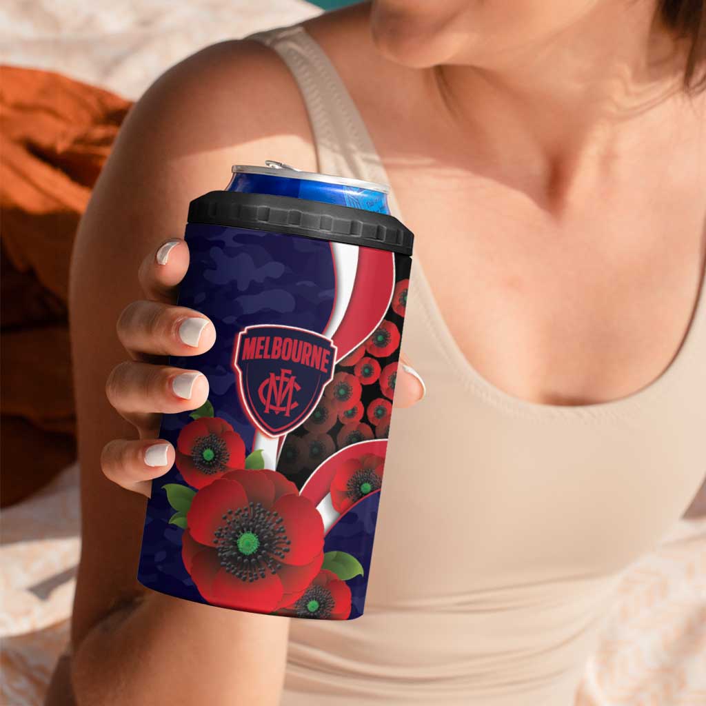Melbourne Demons ANZAC Personalised 4 in 1 Can Cooler Tumbler Lest We Forget Poppy Camo