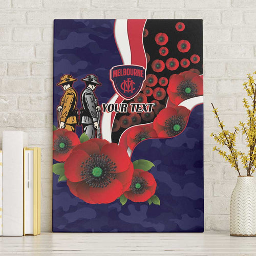 Melbourne Demons ANZAC Personalised Canvas Wall Art Lest We Forget Poppy Camo