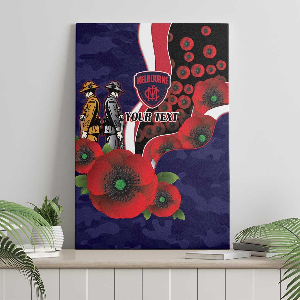 Melbourne Demons ANZAC Personalised Canvas Wall Art Lest We Forget Poppy Camo