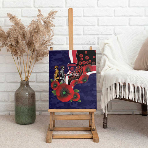 Melbourne Demons ANZAC Personalised Canvas Wall Art Lest We Forget Poppy Camo