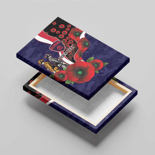 Melbourne Demons ANZAC Personalised Canvas Wall Art Lest We Forget Poppy Camo