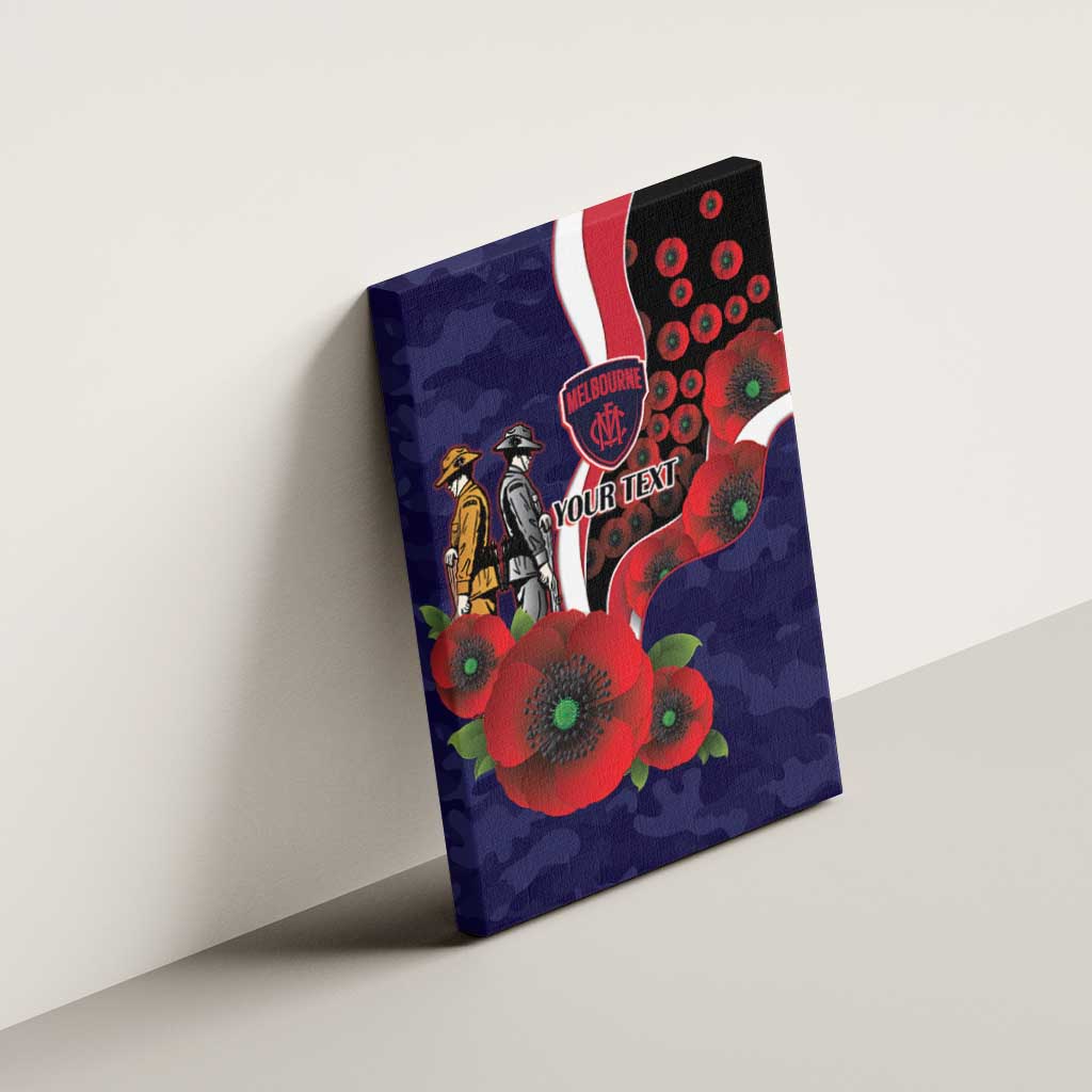 Melbourne Demons ANZAC Personalised Canvas Wall Art Lest We Forget Poppy Camo