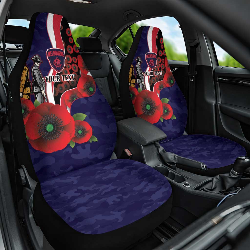 Melbourne Demons ANZAC Personalised Car Seat Cover Lest We Forget Poppy Camo
