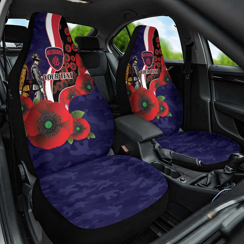 Melbourne Demons ANZAC Personalised Car Seat Cover Lest We Forget Poppy Camo