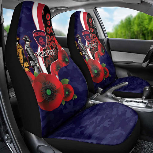 Melbourne Demons ANZAC Personalised Car Seat Cover Lest We Forget Poppy Camo