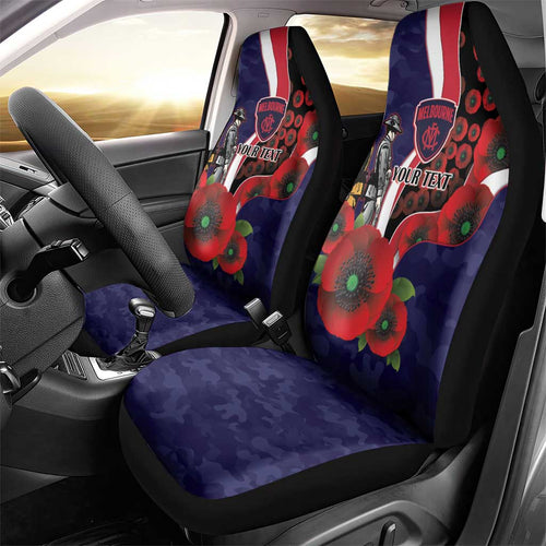 Melbourne Demons ANZAC Personalised Car Seat Cover Lest We Forget Poppy Camo