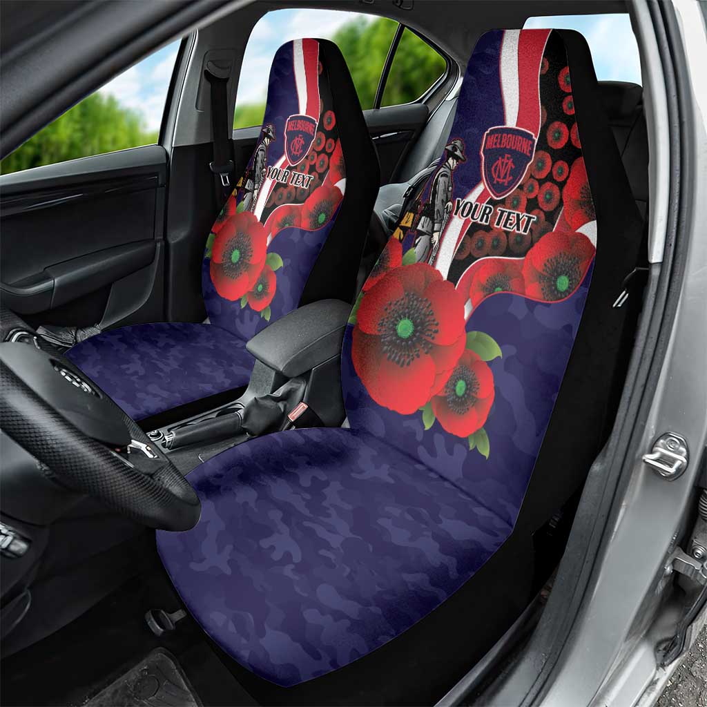 Melbourne Demons ANZAC Personalised Car Seat Cover Lest We Forget Poppy Camo