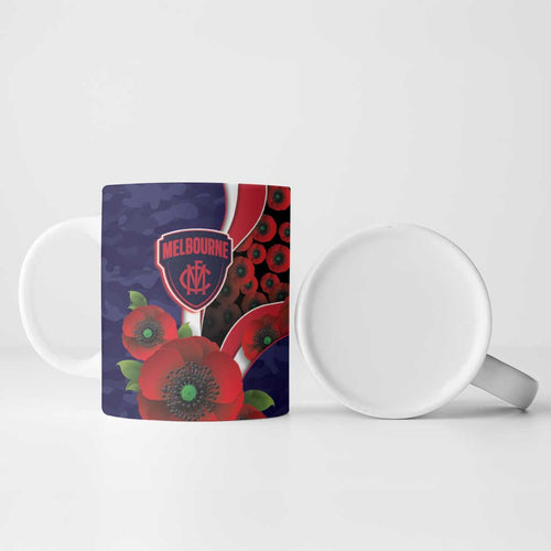 Melbourne Demons ANZAC Personalised Ceramic Mug Lest We Forget Poppy Camo