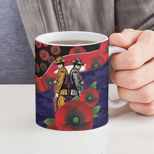 Melbourne Demons ANZAC Personalised Ceramic Mug Lest We Forget Poppy Camo