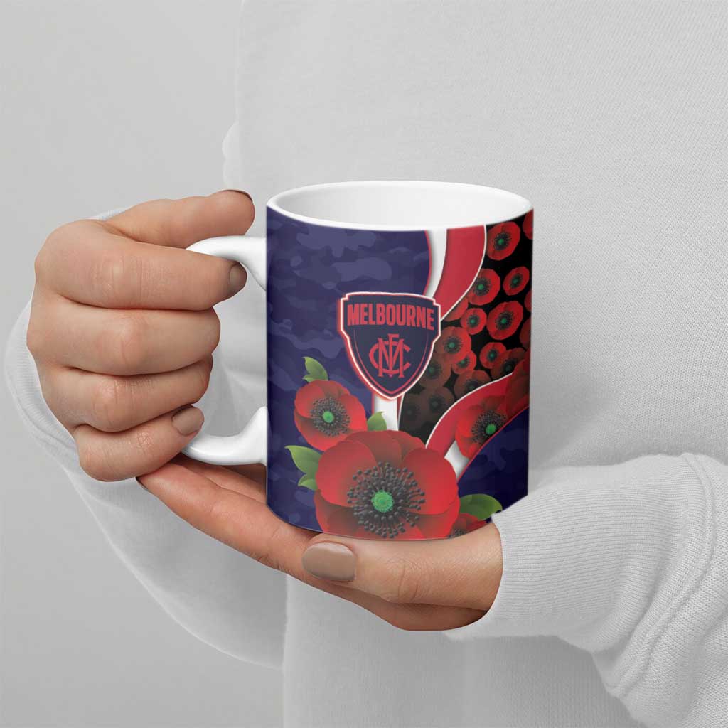 Melbourne Demons ANZAC Personalised Ceramic Mug Lest We Forget Poppy Camo