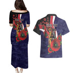 Melbourne Demons ANZAC Personalised Couples Matching Puletasi and Hawaiian Shirt Lest We Forget Poppy Camo