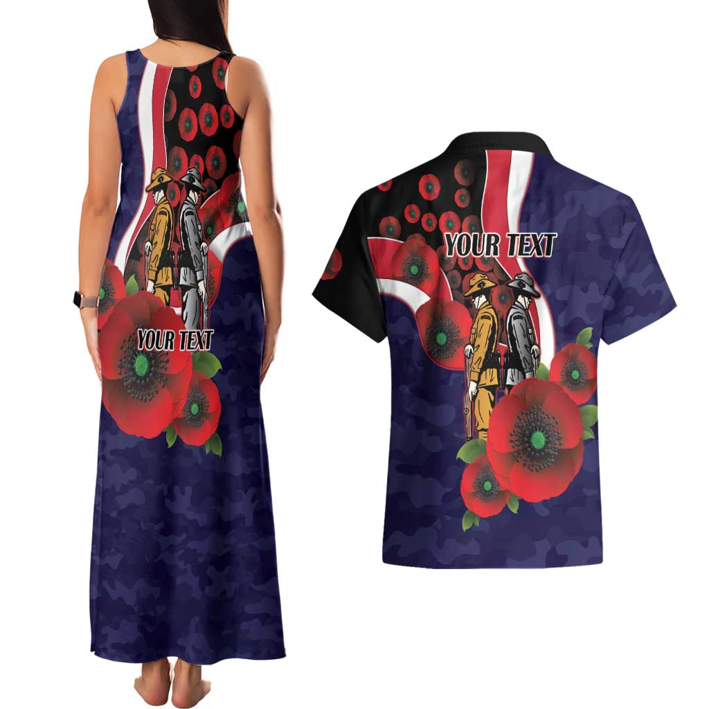 Melbourne Demons ANZAC Personalised Couples Matching Tank Maxi Dress and Hawaiian Shirt Lest We Forget Poppy Camo
