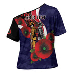 Melbourne Demons ANZAC Personalised Cross Shoulder Shirt Lest We Forget Poppy Camo