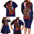 Melbourne Demons ANZAC Personalised Family Matching Long Sleeve Bodycon Dress and Hawaiian Shirt Lest We Forget Poppy Camo