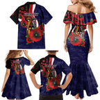 Melbourne Demons ANZAC Personalised Family Matching Mermaid Dress and Hawaiian Shirt Lest We Forget Poppy Camo