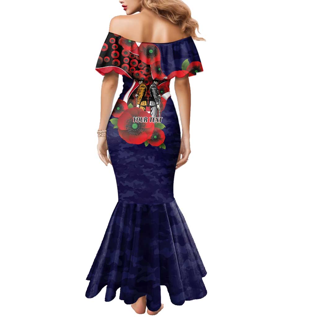 Melbourne Demons ANZAC Personalised Family Matching Mermaid Dress and Hawaiian Shirt Lest We Forget Poppy Camo