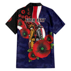 Melbourne Demons ANZAC Personalised Family Matching Off Shoulder Short Dress and Hawaiian Shirt Lest We Forget Poppy Camo