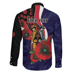 Melbourne Demons ANZAC Personalised Family Matching Off Shoulder Short Dress and Hawaiian Shirt Lest We Forget Poppy Camo
