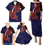 Melbourne Demons ANZAC Personalised Family Matching Puletasi and Hawaiian Shirt Lest We Forget Poppy Camo