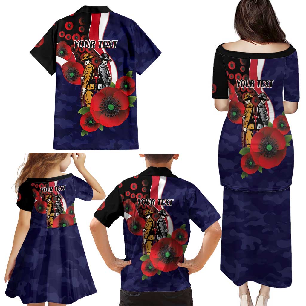 Melbourne Demons ANZAC Personalised Family Matching Puletasi and Hawaiian Shirt Lest We Forget Poppy Camo