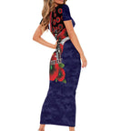 Melbourne Demons ANZAC Personalised Family Matching Short Sleeve Bodycon Dress and Hawaiian Shirt Lest We Forget Poppy Camo