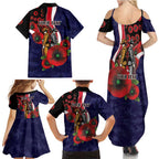Melbourne Demons ANZAC Personalised Family Matching Summer Maxi Dress and Hawaiian Shirt Lest We Forget Poppy Camo