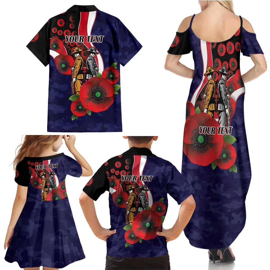 Melbourne Demons ANZAC Personalised Family Matching Summer Maxi Dress and Hawaiian Shirt Lest We Forget Poppy Camo
