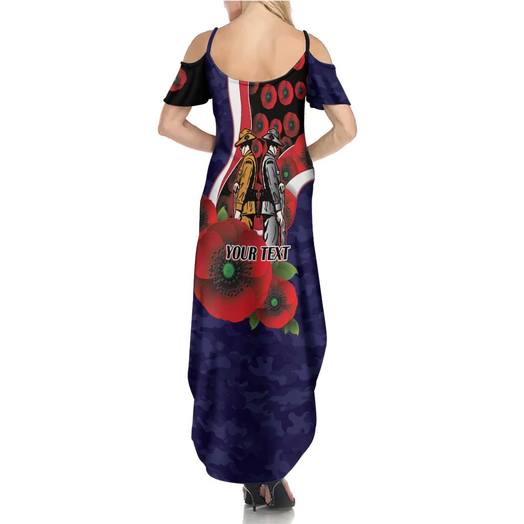 Melbourne Demons ANZAC Personalised Family Matching Summer Maxi Dress and Hawaiian Shirt Lest We Forget Poppy Camo