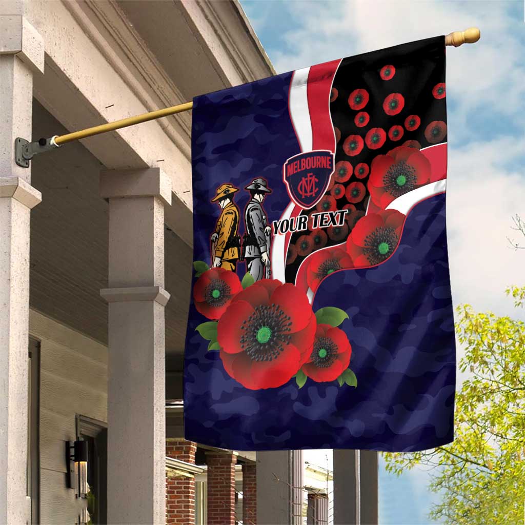 Melbourne Demons ANZAC Personalised Garden Flag Lest We Forget Poppy Camo