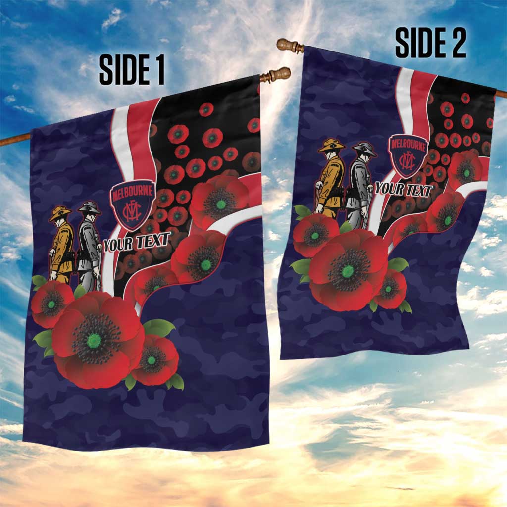 Melbourne Demons ANZAC Personalised Garden Flag Lest We Forget Poppy Camo