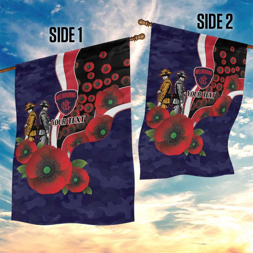 Melbourne Demons ANZAC Personalised Garden Flag Lest We Forget Poppy Camo