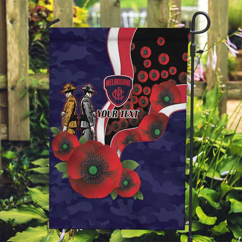 Melbourne Demons ANZAC Personalised Garden Flag Lest We Forget Poppy Camo
