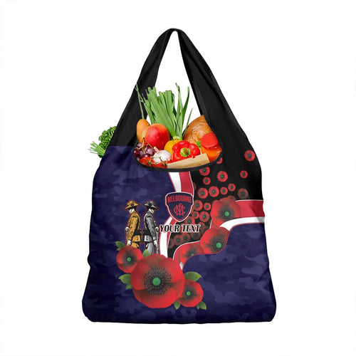 Melbourne Demons ANZAC Personalised Grocery Bag Lest We Forget Poppy Camo