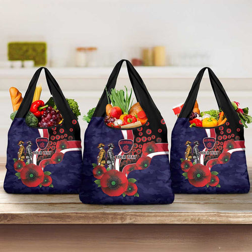 Melbourne Demons ANZAC Personalised Grocery Bag Lest We Forget Poppy Camo