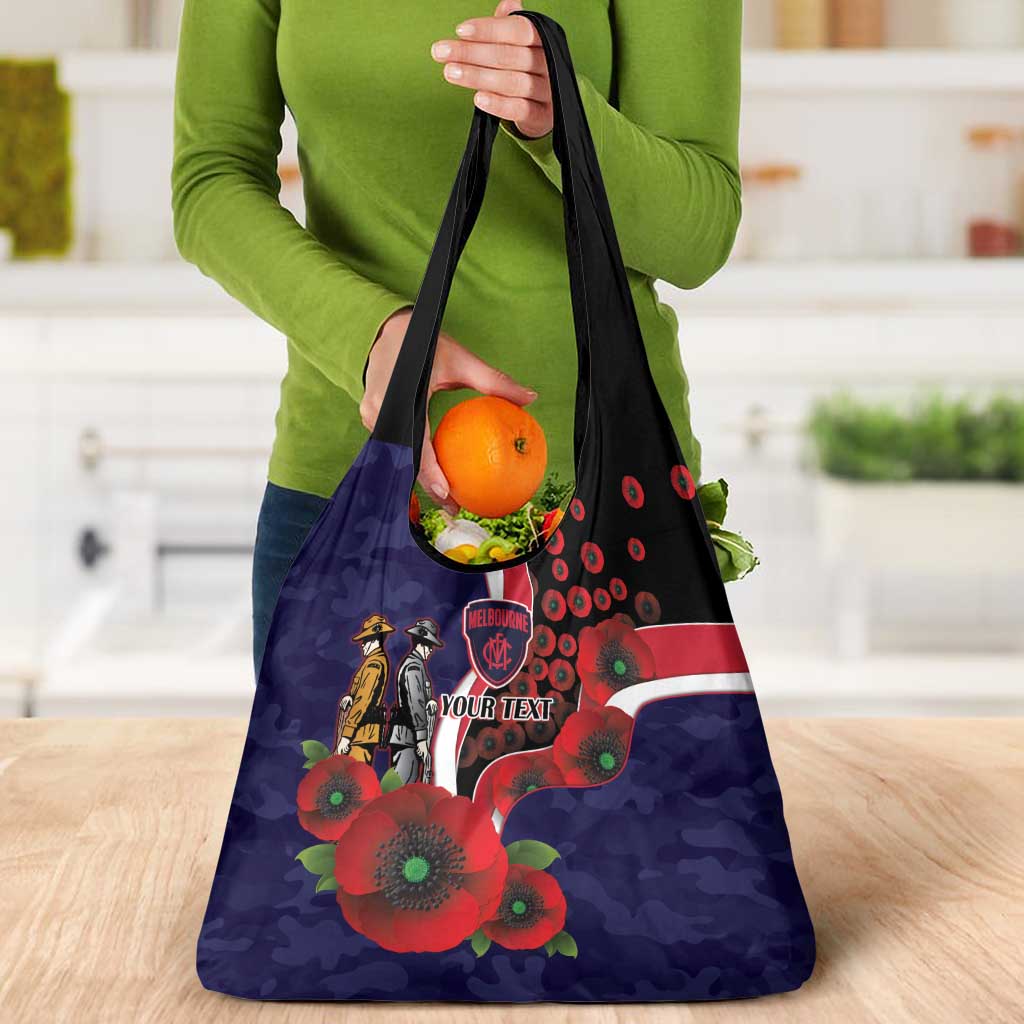 Melbourne Demons ANZAC Personalised Grocery Bag Lest We Forget Poppy Camo