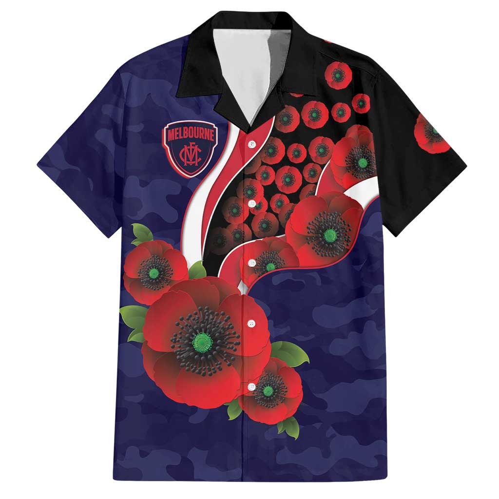 Melbourne Demons ANZAC Personalised Hawaiian Shirt Lest We Forget Poppy Camo