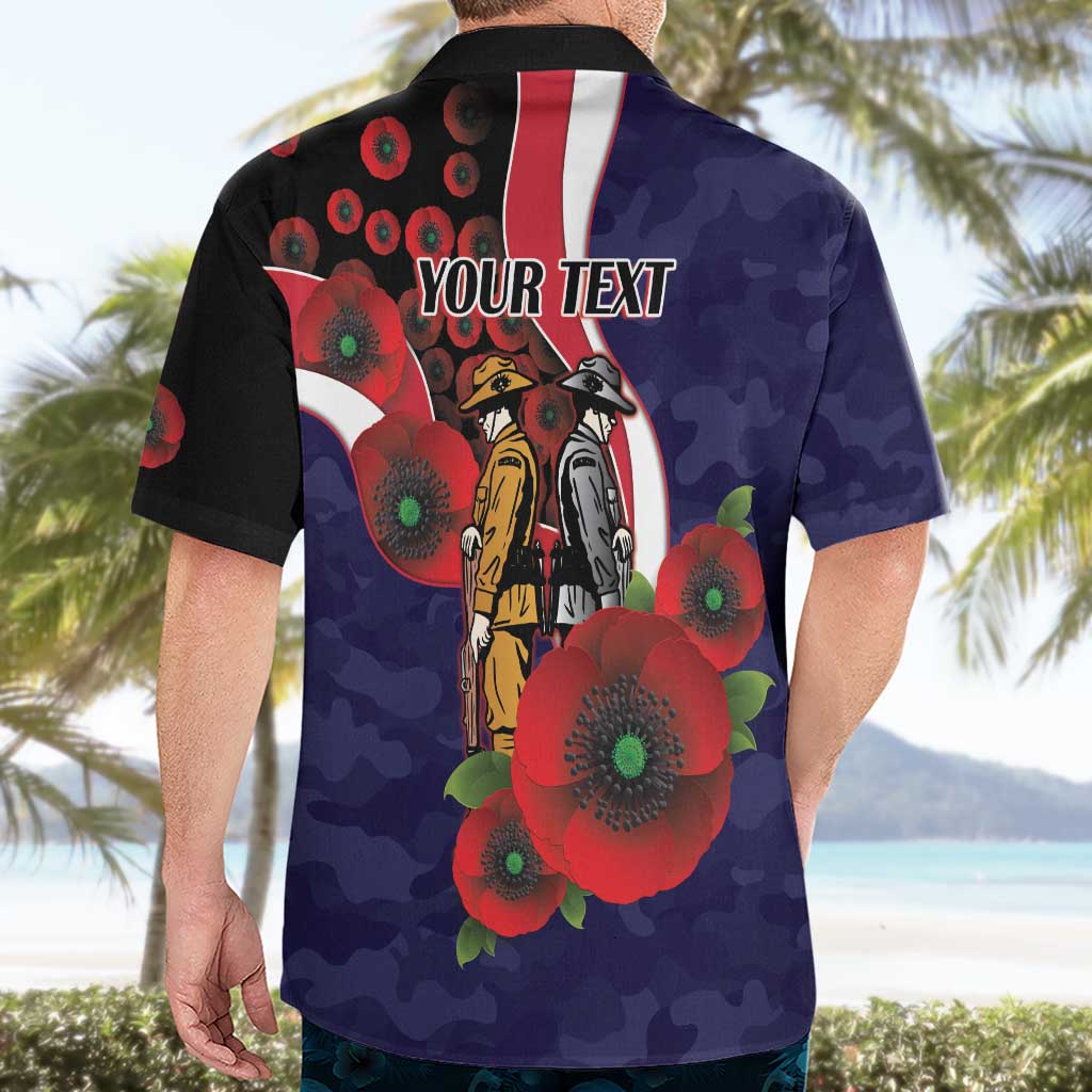 Melbourne Demons ANZAC Personalised Hawaiian Shirt Lest We Forget Poppy Camo