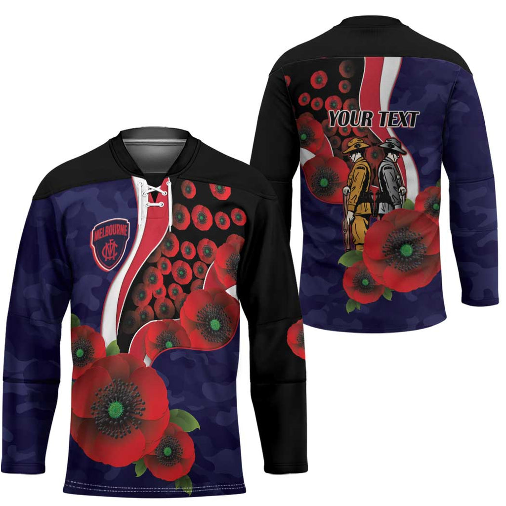 Melbourne Demons ANZAC Personalised Hockey Jersey Lest We Forget Poppy Camo