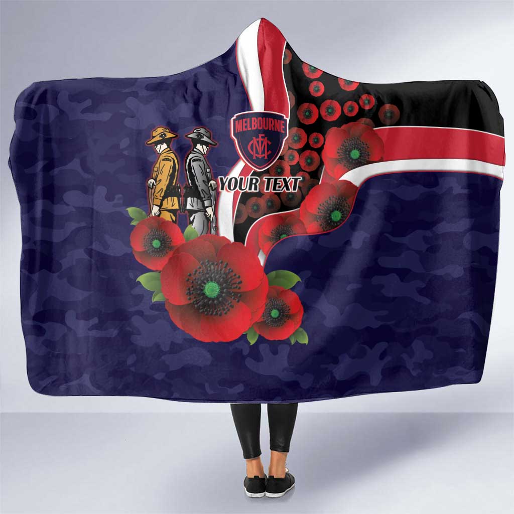 Melbourne Demons ANZAC Personalised Hooded Blanket Lest We Forget Poppy Camo