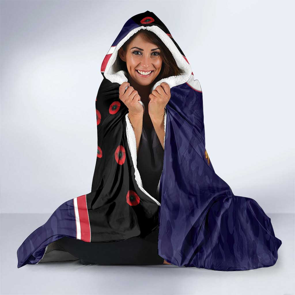 Melbourne Demons ANZAC Personalised Hooded Blanket Lest We Forget Poppy Camo