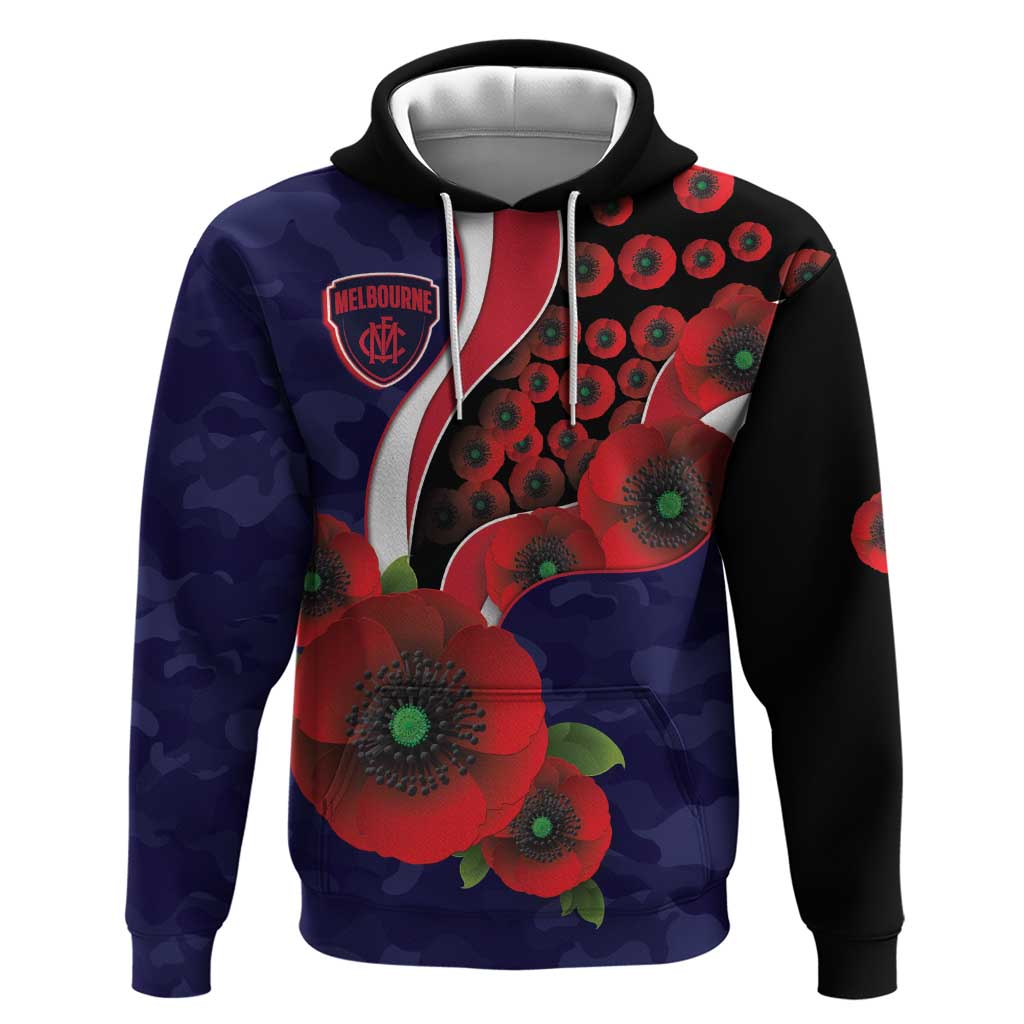 Melbourne Demons ANZAC Personalised Hoodie Lest We Forget Poppy Camo