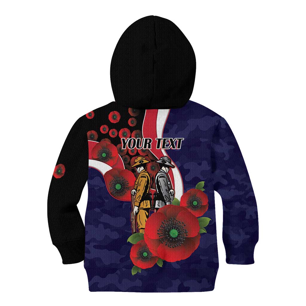 Melbourne Demons ANZAC Personalised Kid Hoodie Lest We Forget Poppy Camo