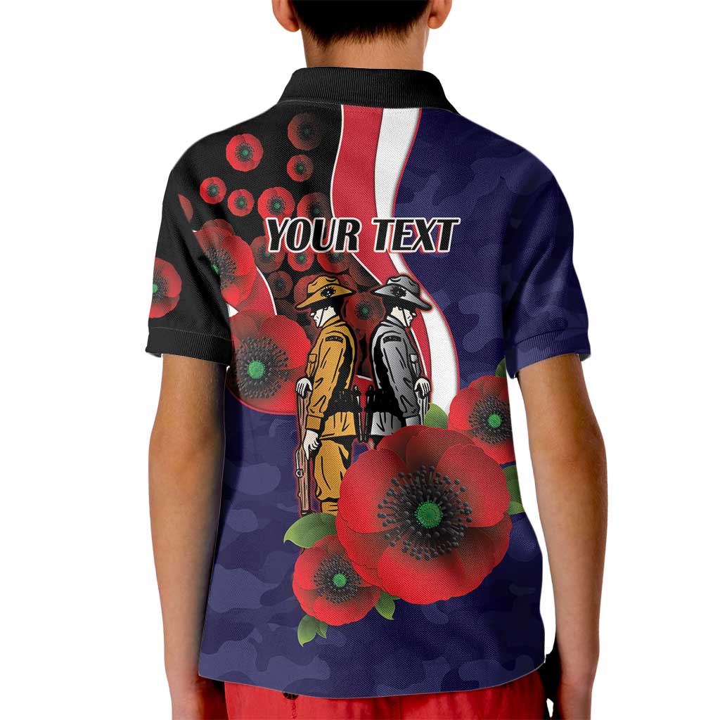 Melbourne Demons ANZAC Personalised Kid Polo Shirt Lest We Forget Poppy Camo