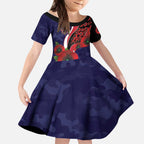 Melbourne Demons ANZAC Personalised Kid Short Sleeve Dress Lest We Forget Poppy Camo