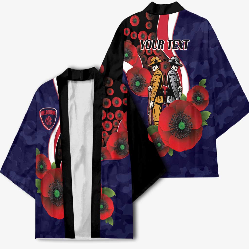 Melbourne Demons ANZAC Personalised Kimono Lest We Forget Poppy Camo