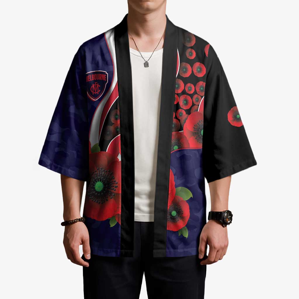 Melbourne Demons ANZAC Personalised Kimono Lest We Forget Poppy Camo