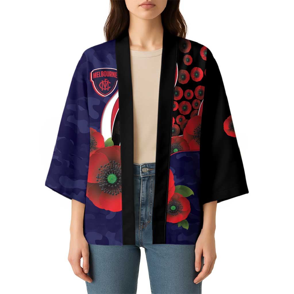 Melbourne Demons ANZAC Personalised Kimono Lest We Forget Poppy Camo